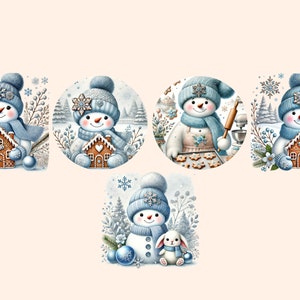 Blue Snowman Clipart - 29 PNG Festive Snowman Graphics, Winter ...