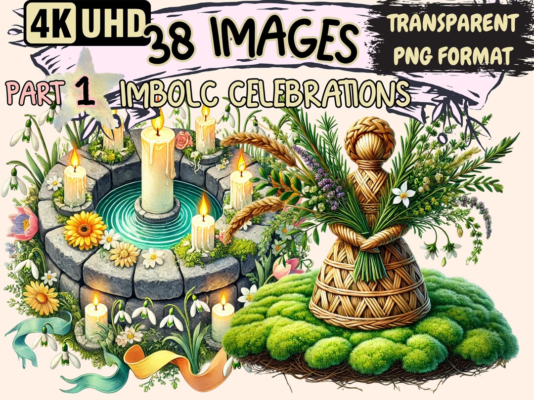 Imbolc Celebrations Clipart – 38 PNG Pagan Festival Graphics (digital ...
