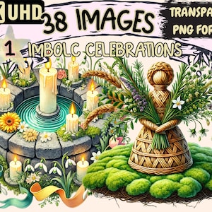 Imbolc Celebrations Clipart - 38 PNG Pagan Festival Graphics, Seasonal Printables, Instant Digital Download, Unlimited Commercial Use