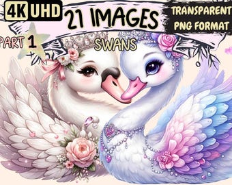 Swan Clipart – 21 Elegant Waterbird PNG Graphics (Commercial Use)