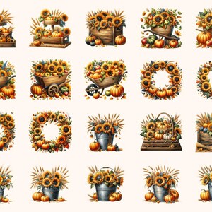 Sunflower Harvest Clipart All Bundles Clipart Line Art - WondersArtist