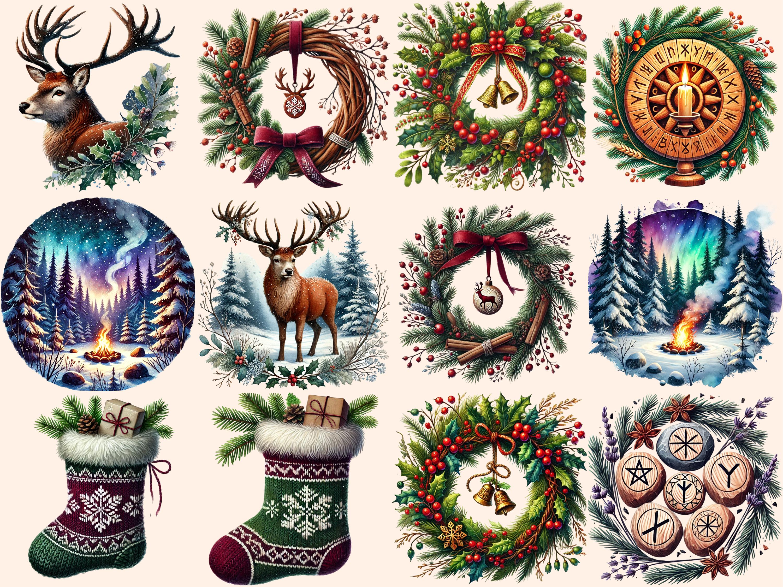 Yule Clipart – Winter Solstice PNG Graphics, Pagan Holiday (digital ...