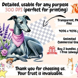 Greyhounds Clipart digital dog art - Wonders Artist