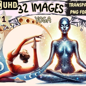 Yoga Pose Clipart – 32 PNG Wellness Illustrations (Digital Download)
