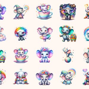 Elephants Clipart – 99 PNG Graphics, Playful Cartoon Art (Digital Download) image 2