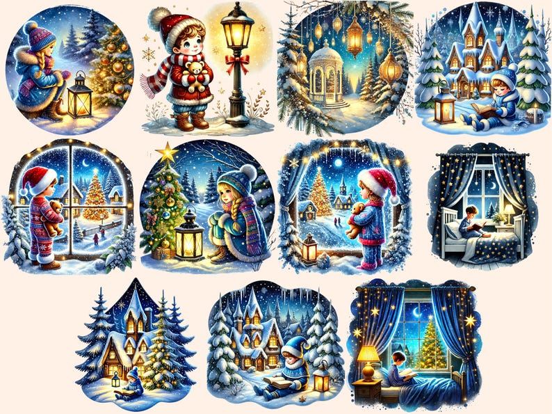 Christmas Eve P2 Clipart 23 PNG Festive Holiday Illustrations, Cozy