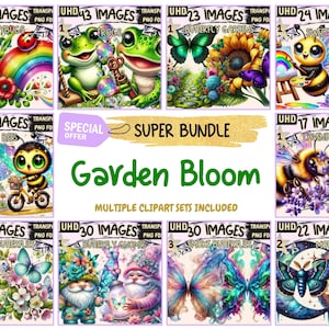 Garden Bloom SUPER BUNDLE - 39 Clipart Bundles Inside, Floral Garden Graphics, Mega Promo Clipart Images, Digital Download, Commercial Use