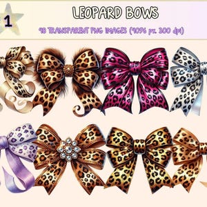 Leopard Bows Clipart – Wild Print PNG Graphics (Digital Download)