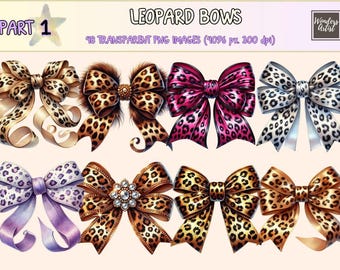 Leopard Bows Clipart – Wild Print PNG Graphics (Digital Download)