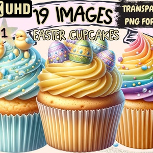 Easter Cupcakes Clipart - 19 PNG Sweet Easter Desserts Graphics, Tasty Treats Printables, Instant Digital Download, Unlimited Commercial Use