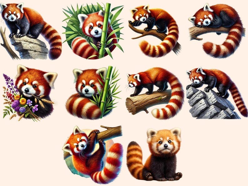 Red Pandas Clipart adorable panda art - Wonders Artist