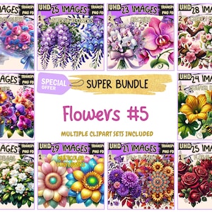 Flowers #5 SUPER BUNDLE - 22 Clipart Bundles Inside, Botanical Floral Graphics, Mega Promo Deal Clipart, Digital Download, Commercial Use