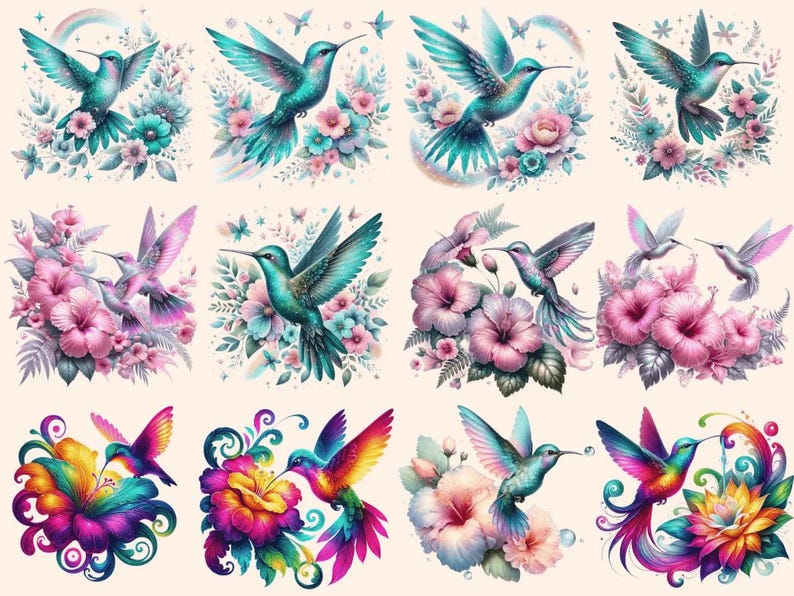 Hummingbirds Clipart autopost bird with flowers cute hummingbirds - WondersArtist