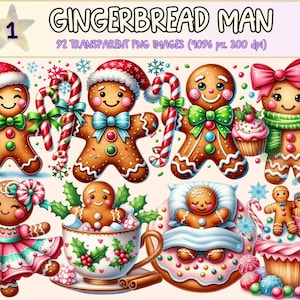 Gingerbread Man Clipart – 92 Festive PNG Graphics (Digital Download)