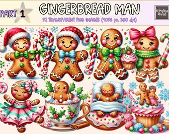 Gingerbread Man Clipart – 92 Festive PNG Graphics (Digital Download)