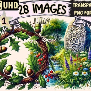 Litha Clipart – 28 PNG Summer Solstice Graphics, Commercial Use (Digital Download)