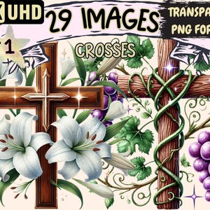 Crosses Clipart - 29 PNG Religious Symbol Illustrations, Christian Faith Art, Instant Digital Download, Unlimited Commercial Use for Crafts