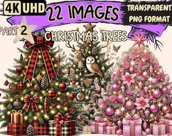 Christmas Tree Clipart – 21 Festive PNG Illustrations (Digital Download)