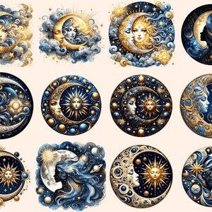 Mystical Moons Clipart autopost Cute moon art Digital moon art - WondersArtist