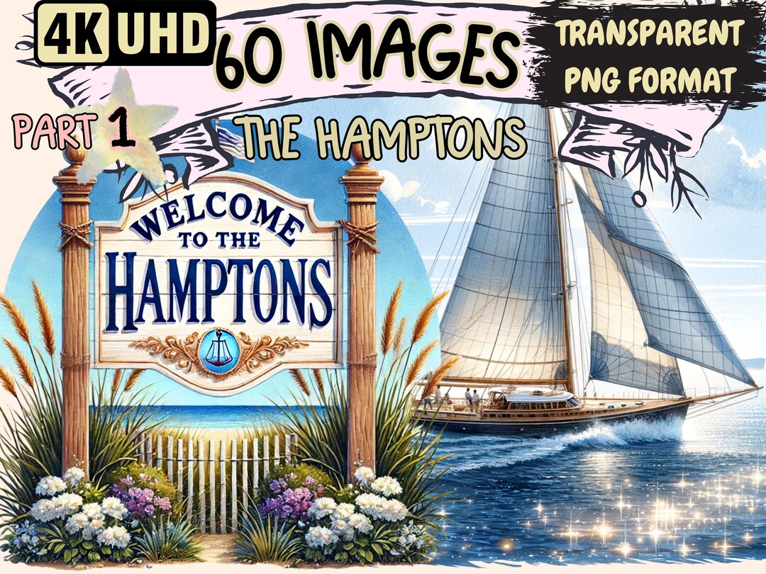 Hampton Vector Hamptons Clipart – 60 Coastal Village PNG Illustrations (digital ...