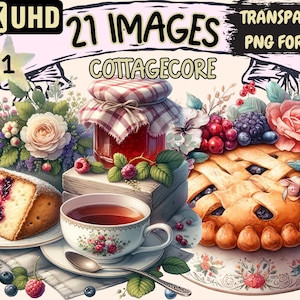 Cottagecore Clipart - 21 PNG Cottage Countryside Graphics, Rustic Beautiful Printables, Instant Digital Download, Unlimited Commercial Use
