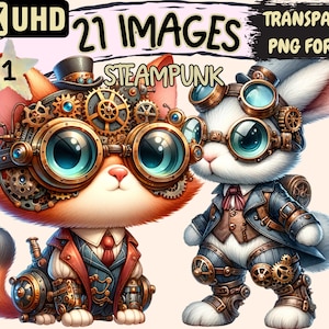 Steampunk Clipart - 21 PNG Adorable Victorian Graphics, Cute Mechanical Art Printables, Instant Digital Download, Unlimited Commercial Use