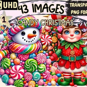 Candy Christmas Clipart – 43 Festive PNG Graphics (Digital Download)