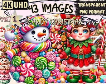 Candy Christmas Clipart – 43 Festive PNG Graphics (Digital Download)