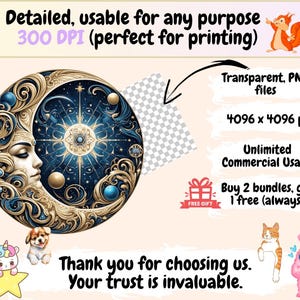 Mystical Moons Clipart autopost Cute moon art Digital moon art - WondersArtist