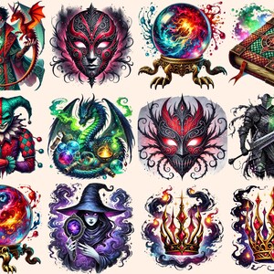 Fantasy Villains Clipart – Dark Magic PNG Graphics, Mythical Characters (Digital Download) bild 4
