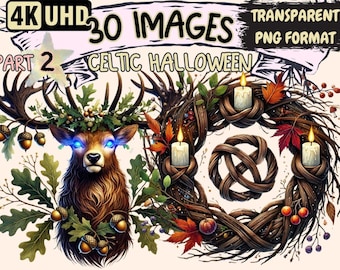 Celtic Halloween Clipart – Spooky PNG Illustrations (Digital Download)