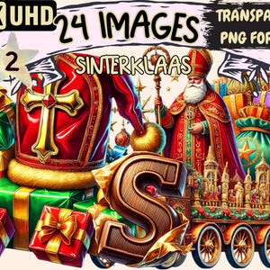 Sinterklaas (P2) Clipart - 24 PNG Saint Nicholas Illustrations, Dutch Tradition Art, Instant Digital Download, Unlimited Commercial Use