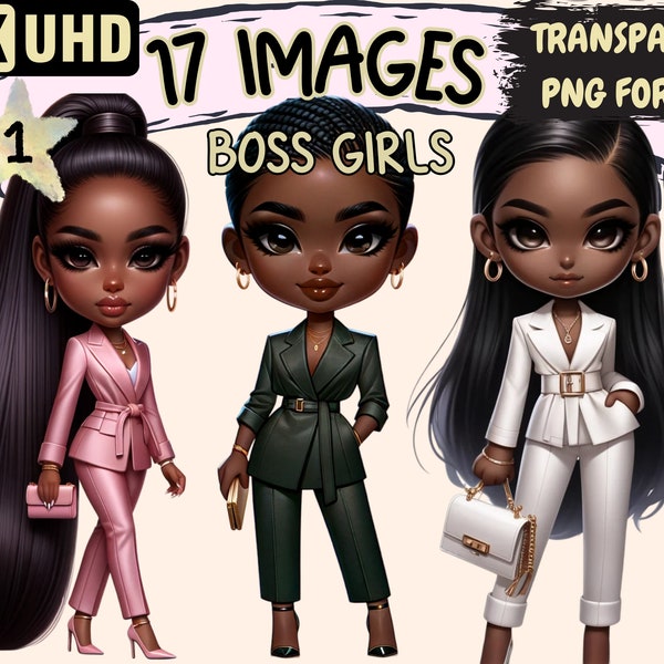 Boss Girls Clipart - 17 PNG Workplace Lady Graphics, Beautiful Work Women Printables, Instant Digital Download, Unlimited Commercial Use