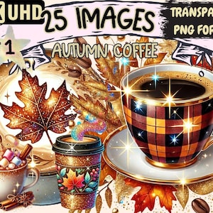 Autumn Coffee Clipart – 25 PNG Cozy Fall Drink Illustrations (Digital Download)