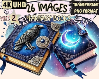 Fantasy Book Clipart – 26 PNG Magical Illustrations (Digital Download)