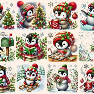 Christmas Penguins (P2) Clipart Christmas artwork - Wonders Artist