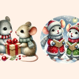 Christmas Mice Clipart Christmas artwork - Wonders Artist