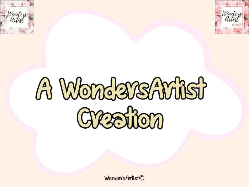 May include: A white cloud with a pink outline, with the text "A WondersArtist Creation" in yellow with a black outline. The text "WondersArtist" is in the bottom center of the image in a smaller font.