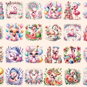 Flamingo Clipart Bundle: Pink Tropical Bird Graphics (PNG Digital Download, Commercial Use Bild 2