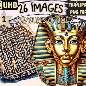 Treasures of Time Clipart - 26 PNG Vintage Artifact Illustrations, Historical Art, Instant Digital Download, Unlimited Commercial Use Crafts