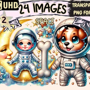 Space (P2) Clipart - 24 PNG Cosmic Adorable Graphics, Outer Space Printables, Instant Digital Download, Unlimited Commercial Use for Crafts