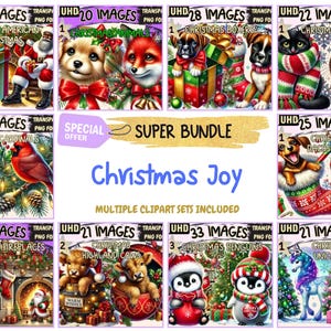 Christmas Joy SUPER BUNDLE - 20 Clipart Bundles Inside, Cheerful Holiday Graphics, Mega Promo Clipart, Digital Download, Commercial Use