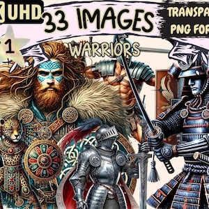 Warriors Clipart – 33 Battle-Ready PNG Illustrations (Digital Download)