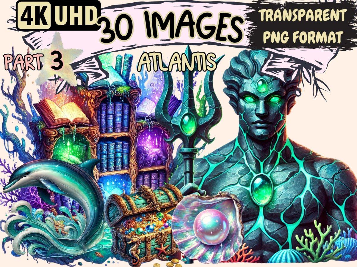 Atlantis Clipart – Mythical Underwater City PNG Illustrations