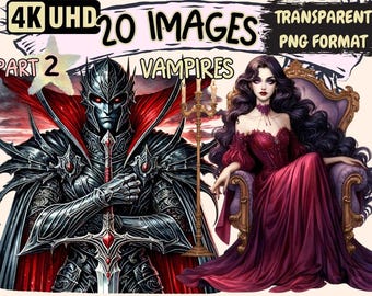 Vampire Clipart – Gothic Horror PNG Graphics (Digital Download)