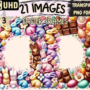 Easter Frames (P3) Clipart - 21 PNG Festive Frame Graphics, Spring Border Printables, Instant Digital Download, Unlimited Commercial Use