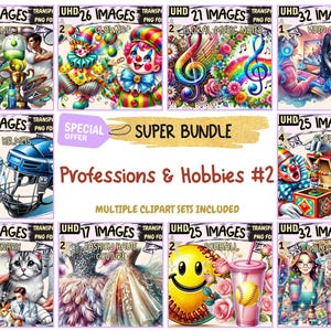 Professions & Hobbies #2 SUPER BUNDLE - 22 Clipart Bundles Inside, Career Work Graphics, Mega Promo Clipart, Digital Download,Commercial Use