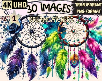 Boho Dreamcatcher Clipart – 30 PNG Illustrations (Digital Download)