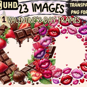 Valentine&#39;s Day Frames Clipart - 23 PNG Romantic Frame Graphics, Heart Border Printables, Instant Digital Download, Unlimited Commercial Use