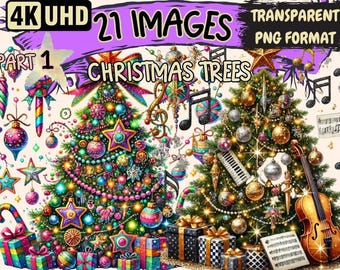 Christmas Trees Clipart – 21 Festive PNG Illustrations (Digital Download)